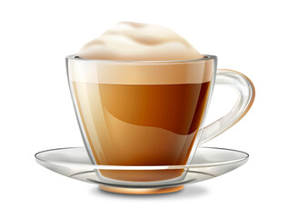 A cup of coffee with a white saucer, Isolated from white or transparent background