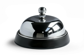 A silver bell with a black base, Isolated from white or transparent background