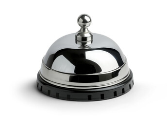 A silver bell with a black base, Isolated from white or transparent background