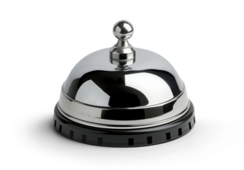 A silver bell with a black base, Isolated from white or transparent background