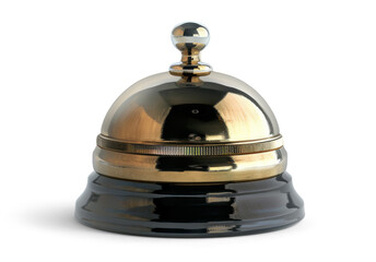 A gold and black bell with a gold top, Isolated from white or transparent background