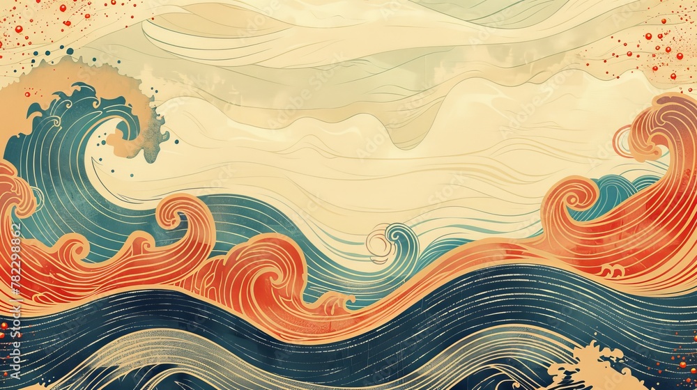Poster patterned borders: a vector graphic featuring a border with a pattern of stylized waves