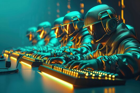 The cyber soldiers with their fingers poised over keyboards