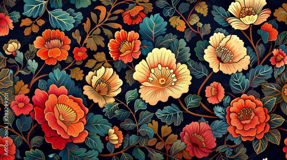 Poster textile patterns: a vector illustration of a floral pattern on fabric