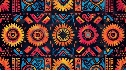 Fototapeta premium Textile Patterns: A vector illustration of a tribal-inspired pattern on textile