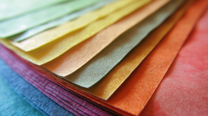 Colorful Textured Paper Sheets: Handmade Multicolored Craft Paper Samples with Rough Grain Texture for Craft and Artist Accessories
