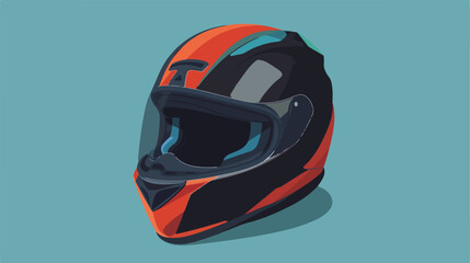 Biker sport race helmet icon. Flat illustration of