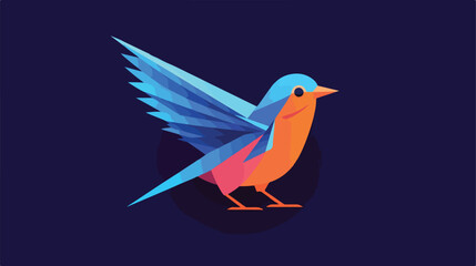 Bird folded icon outline vector. Origami animal. Po