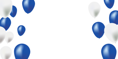 Celebrate Background With Beautiful Blue and white Balloons PNG Illustration