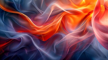 Obraz premium Dynamic Red, Orange, and Blue Swirl Painting
