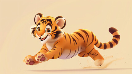 Cute Cartoon Tiger Running
