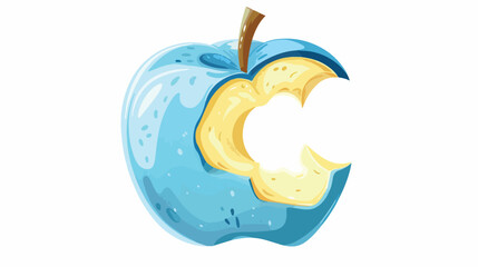 Bitten apple icon digital blue for any design isola - obrazy, fototapety, plakaty