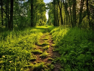 Obraz premium Rural Trail Overgrown with Grass