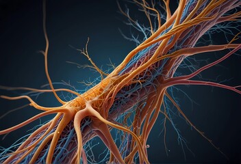 3d illustration of The structure of human tendons, nerves, blood vessels.