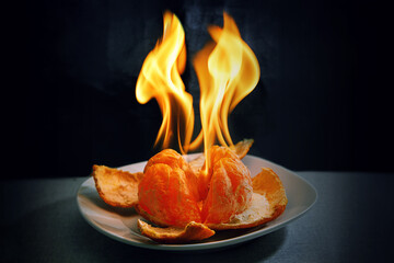 Tangerine on fire
