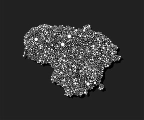 Creative map Lithuania from random white dots