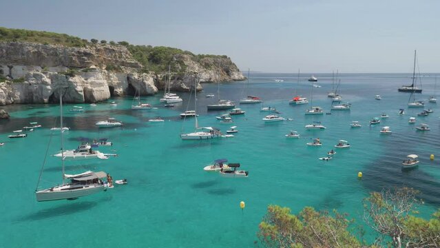 Idyllic landscape of the famous Cala Macarella in Menorca, Spain