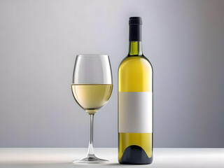 Bottle of white wine isolated on white with a copy space
