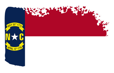 North Carolina state flag with palette knife paint brush strokes grunge texture design. Grunge United States brush stroke effect