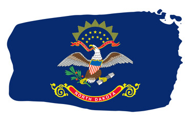 North Dakota state flag with palette knife paint brush strokes grunge texture design. Grunge United States brush stroke effect
