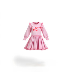 Elegant pink dress for girls: Chic long-sleeve design with playful ruffles
