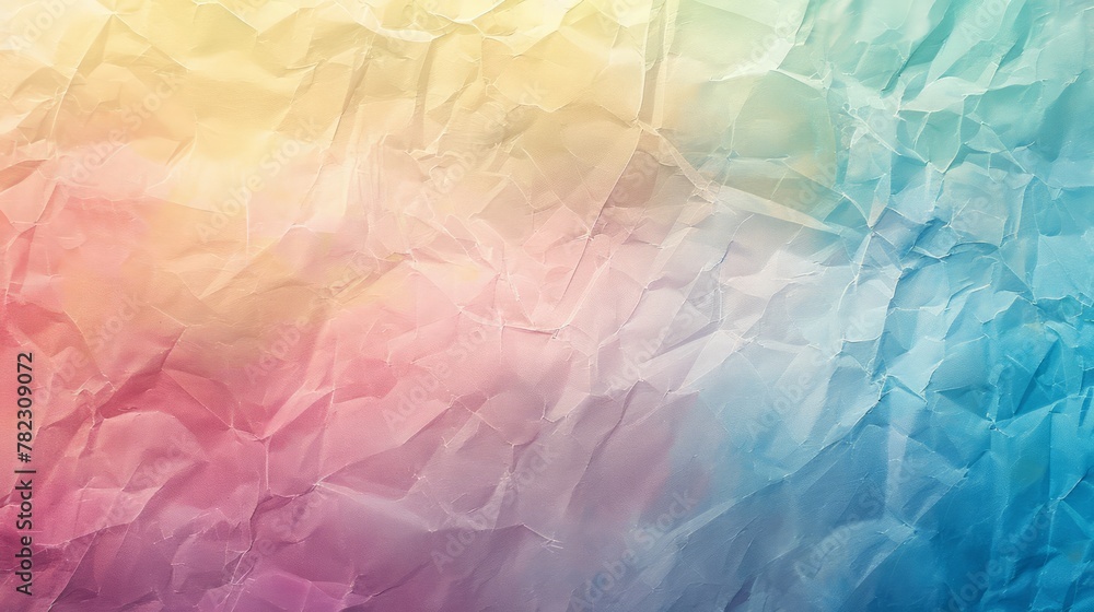 Poster a colorful paper with a rainbow background. the paper is crumpled and torn, giving it a rough and te