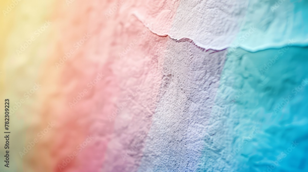 Aufkleber a colorful wall with a rainbow pattern. the wall is made of paper and has a textured surface. the co