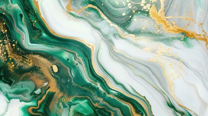 White Marble with Gold and Green Emerald Surface