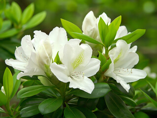 Zbliżenie na biały kwiat azalii japńskiej