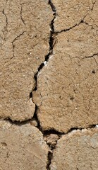 Parched Earth: Closeup of Cracked Mud Symbolizing Drought