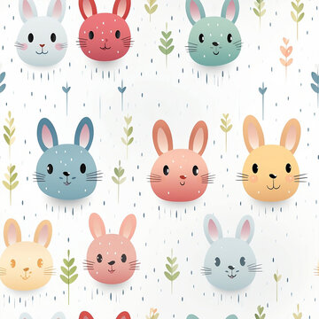 Seamless pattern of rabbits.