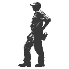 Fototapeta premium Silhouette Factory Worker in action full body black color only
