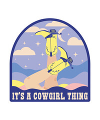 It's A Cowgirl Thing Western Sunset Graphic