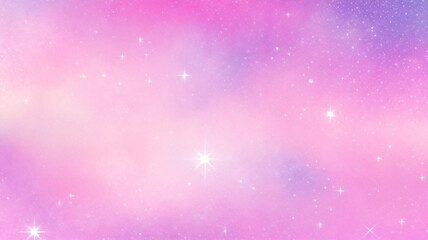 Purple unicorn background. Pastel watercolor sky with glitter stars and bokeh. Fantasy galaxy with holographic texture. Magic marble space.