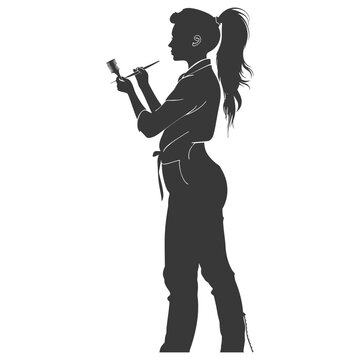 recommend clip art: Silhouette hairdresser in action full body black color only