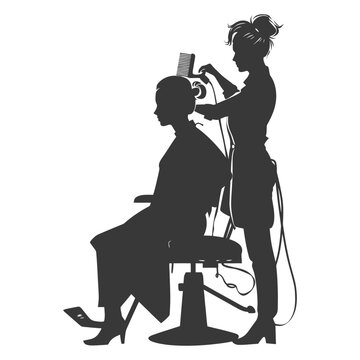 recommend clip art: Silhouette hairdresser in action full body black color only