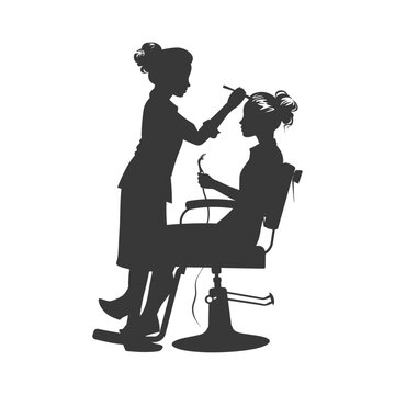 recommend clip art: Silhouette hairdresser in action full body black color only