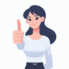 Vector women with the concept of self-esteem, thumb gestures
