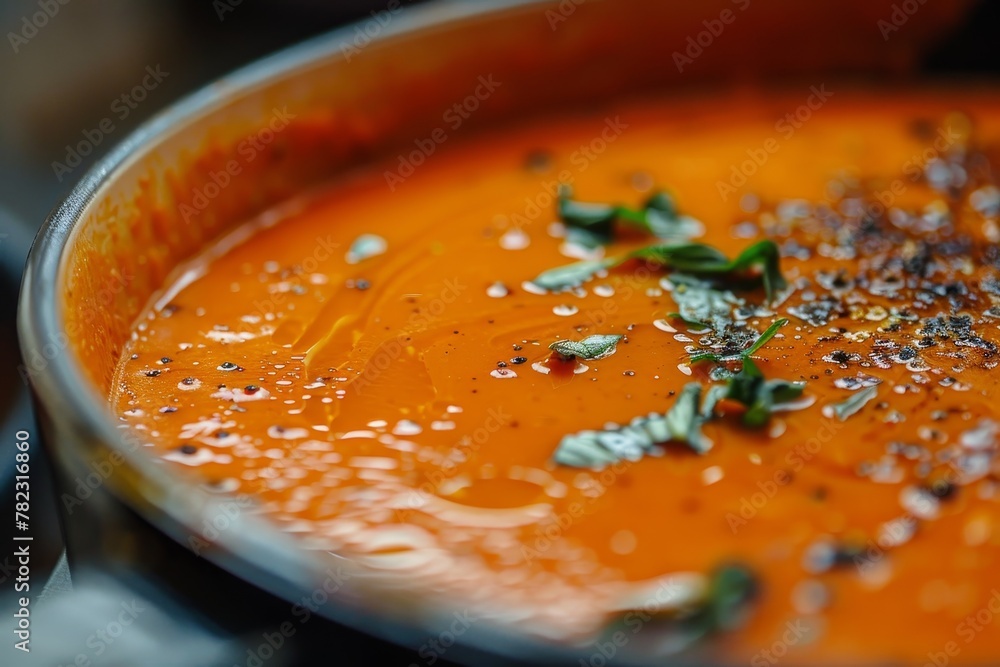 Sticker Tomato soup with a creamy texture focused and ample space for copying