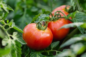 Tomatoes in garden ready for picking