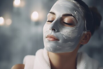 Young woman enjoys a rejuvenating clay mask at a luxury spa