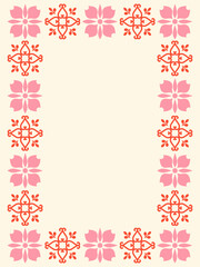 Oriental floral frame. Geometric ornament, pattern. Arabesque. Vertical poster, flyer, card design, background.