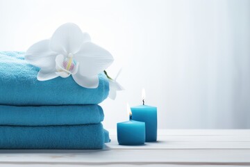 Spa composition with soft towels and a beautiful orchid