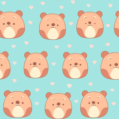 Bear pattern for children, seamless, 2d style, in light blue color