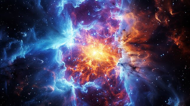 Blue clouds of dust and gas in the deep space, remnants of supernova star explosion
