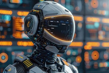 Fototapeta premium A man wearing a high-tech suit and helmet