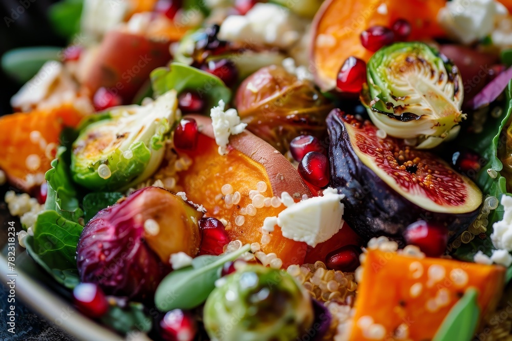 Canvas Prints Autumn quinoa salad with roasted veggies figs feta and pomegranate close up