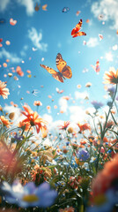 butterfly and flowers