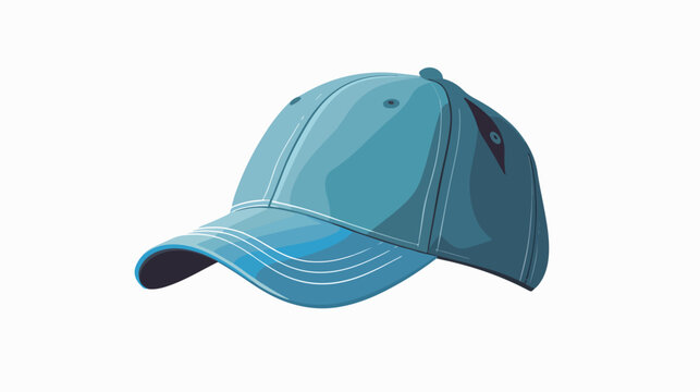 Blue baseball cap icon. Flat illustration of blue b