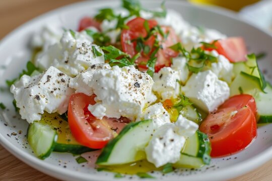 Fresh homemade salad with Turkish cheese